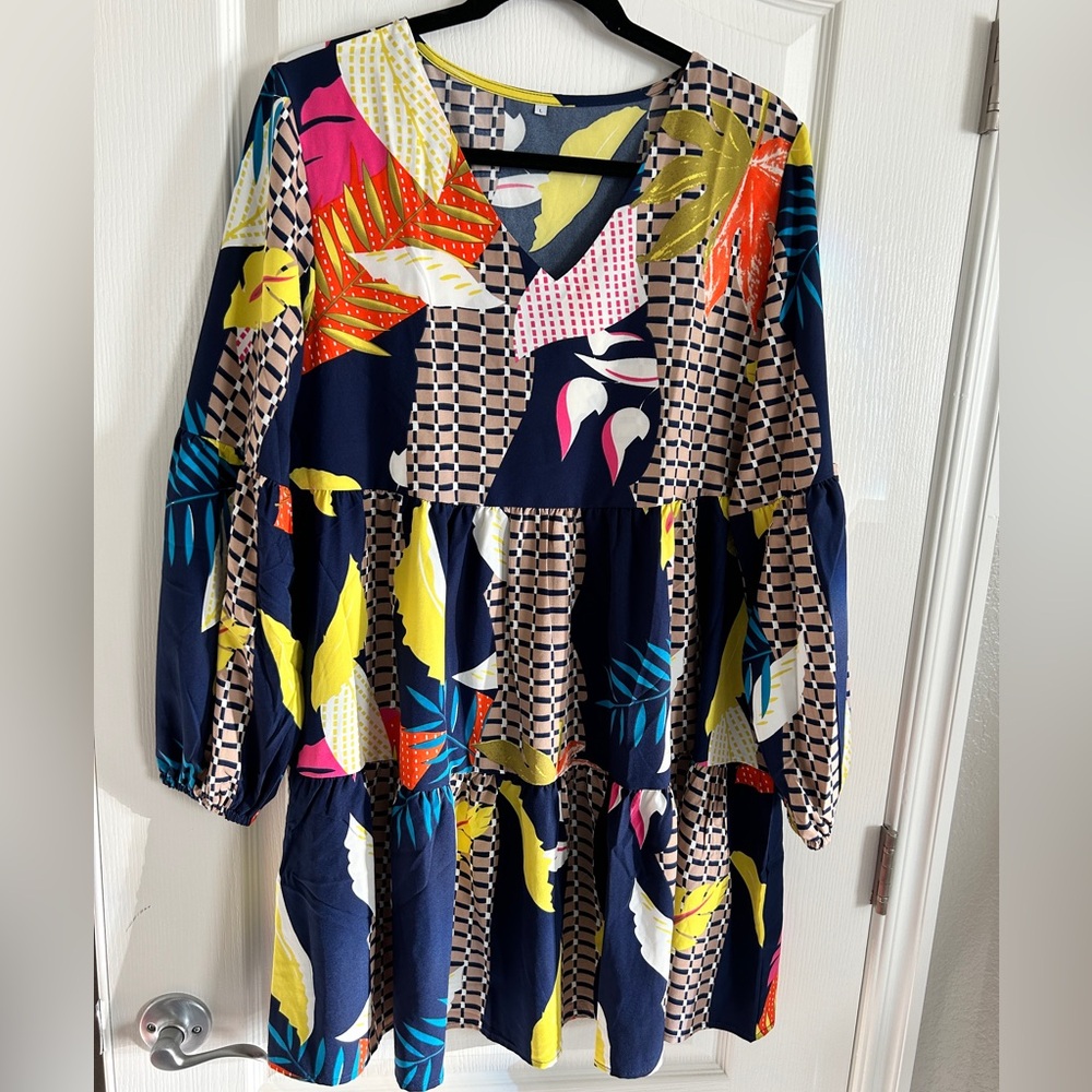Colorful Geometric Print Women's Dress